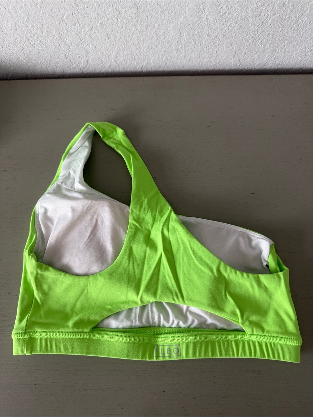 Fleo Neon Lime One-Shoulder Sports Bra - Picture 2 of 3